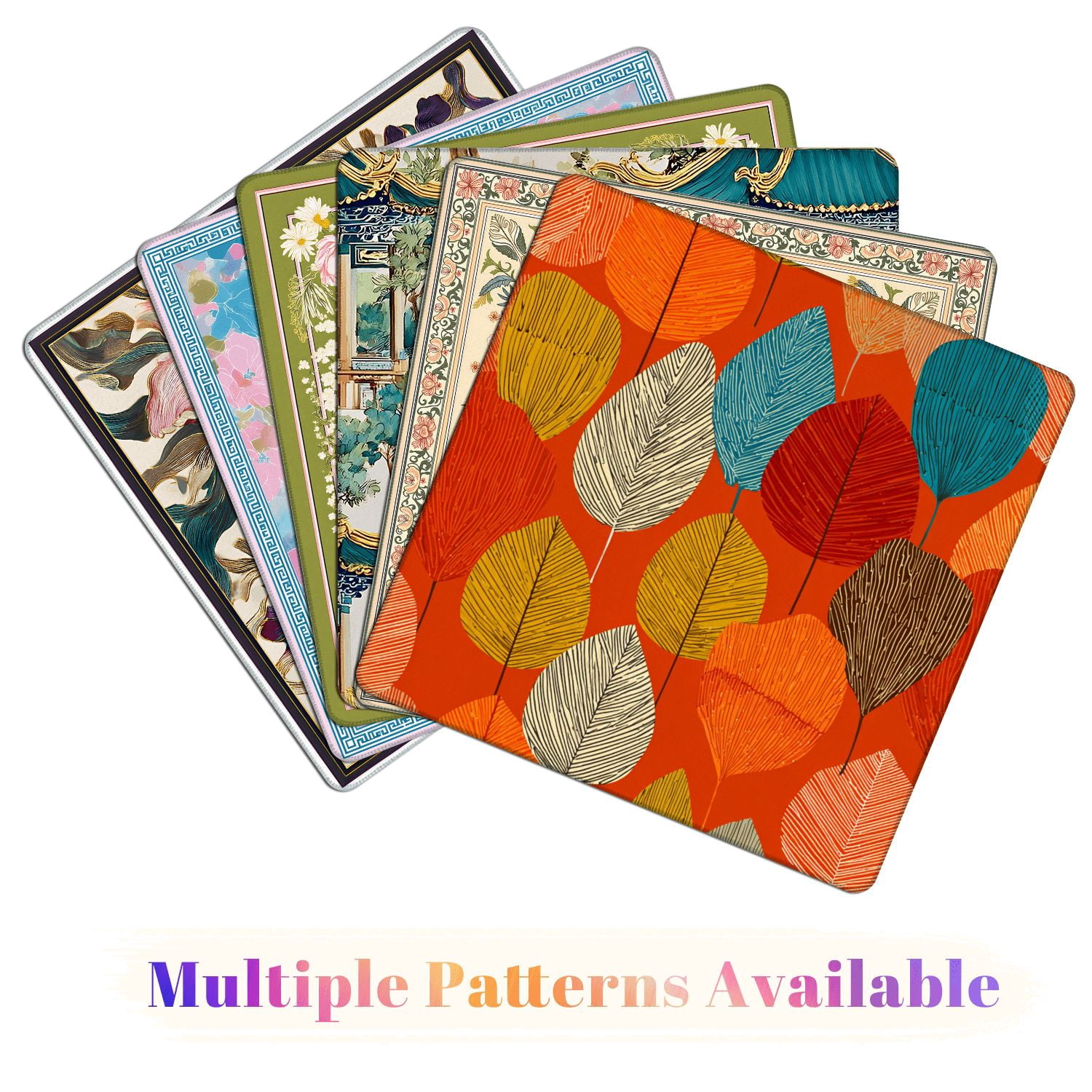 Mahjong Mat 31.5" x 31.5" Flowers leaves Mid century modern art Abstract Non-Slip Noise Reduction American Mahjong Tiles Table Cover for Dominoes Poker Card Board Games Gift