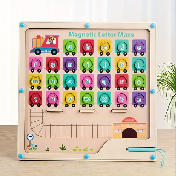 Magnetic Alphabet Maze Board, Learning Toys And Color Sorting Toys For Kids Alphabet