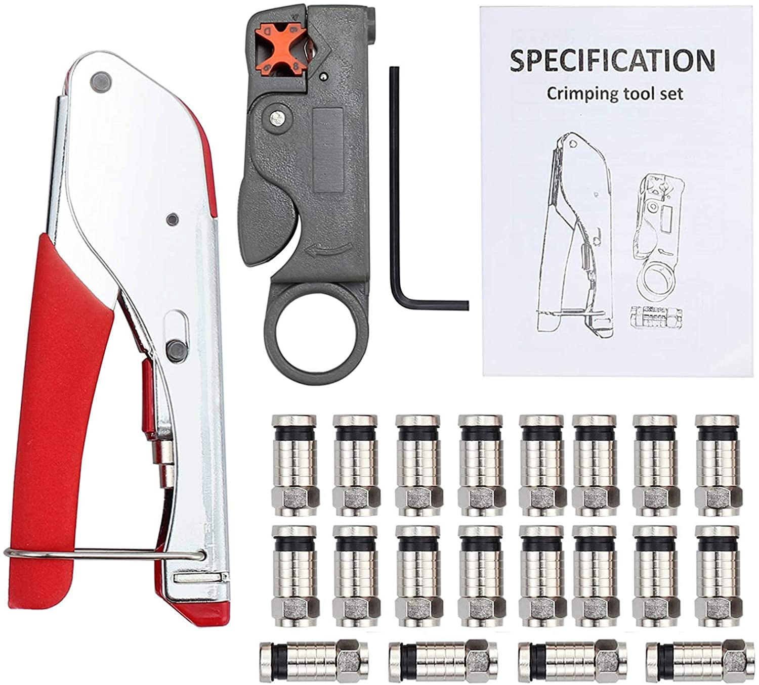 Coaxial Cable Stripper Clamp Wrench Wire Crimping Pliers Tool For Rg59 Rg6 RJ 