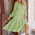thumbnail image 2 of DHFJKG Bohemian Floral Dresses For Women Long Sleeve Casual Loose Fit Turndown Collar Spring Summer Midi Dress Beach OutFits Versatile Dresses, 2 of 5