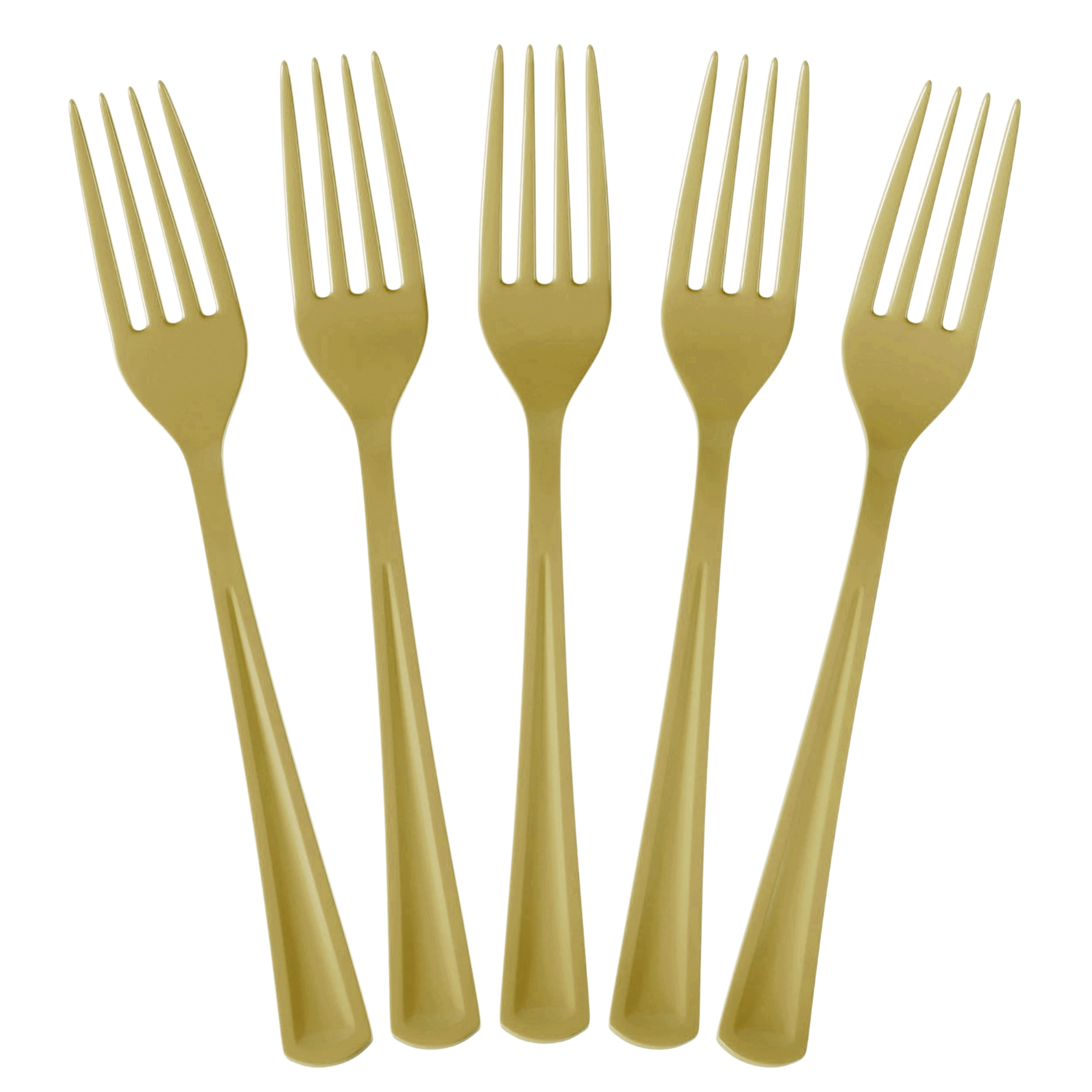 Exquisite Heavy Weight Disposable Plastic Gold Forks 150 Count