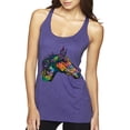 thumbnail image 1 of Colorful Neon Horse | Dean Russo Art Animal Lover Tri-Blend Racerback Tank Top, Purple Rush, X-Large, 1 of 6