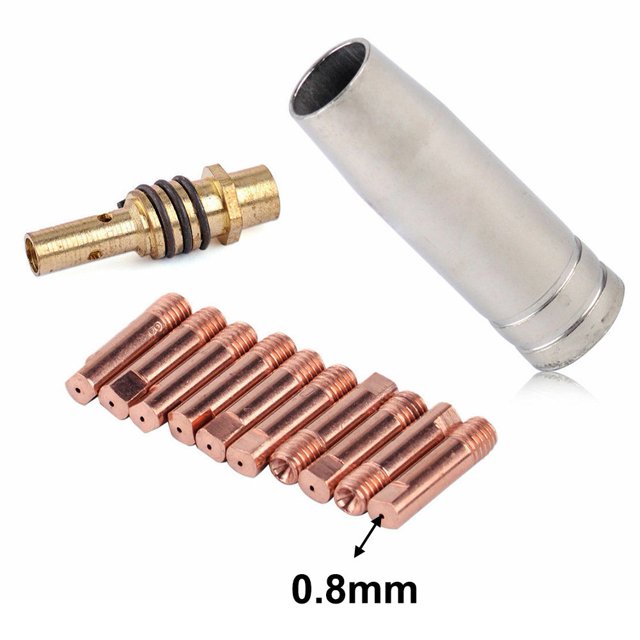 12pcs/Set MB 15AK MIG/MAG Welding Contact Tips 25mm M6 Gas Nozzle Tip Holder