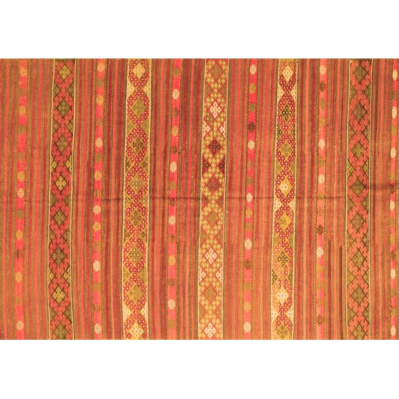 Ahgly Company Indoor Rectangle Oriental Orange Traditional Area Rugs, 8' x 10'