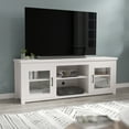 thumbnail image 3 of BizChair Classic TV Stand up to 80" TVs - Modern White Wash Finish with Full Glass Doors - 65" Engineered Wood Frame - 3 Shelves, 3 of 15
