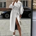 thumbnail image 2 of Hfyihgf Womens Oversized Long Trench Coat Puff Long Sleeve Notch Lapel Wool Peacoat Trendy Winter Warm Button Down High Waist Overcoat(White,M), 2 of 6