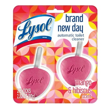 Lysol Automatic Toilet  Cleaner 2ct Brand New Day Mango & Hibiscus