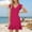 Hot Pink, variant on FDGIU 2025 Women's Floral Print Summer Dress - V-Neck A-Line Sundress with Vintage Short Sleeve, Below Knee Boho Beach Dress