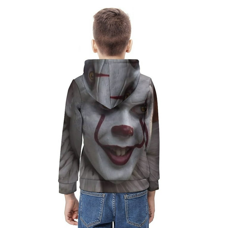Pennywise Hoodies for Boys Girls Youth Anime Pullover Hooded Kids 3D Print Novelty Hoodie Long Sleeve Sweatshirt