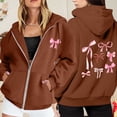 thumbnail image 2 of Sweat à Capuche Décontracté à Manches Longues avec Poche Zippée et Cordon de Serrage pour Femmes, 2 of 6