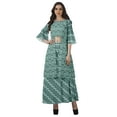 thumbnail image 1 of Moomaya Printed High Low Crop Top Kurti Palazzo Set Ethnic Indian Clothing Set For Womens, 1 of 9