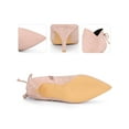 thumbnail image 2 of BLISSFUL STEP Pointed Toe Bow Cutout Kitten Heel Ankle Booties for Women Dust Pink 6, 2 of 4