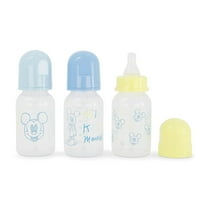 Baby Bottles 5 oz for Boys and Girls 3 Pack of Disney "Sketch Mickey" Infant Bottles for Newborns and All Babies BPA-Free Plastic Baby Bottle for Baby Shower