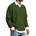 thumbnail image 4 of Men's Fake Two Piece Long Sleeve Sweatshirt, V Neck Waffle Texture, Solid Loose Fit, Daily Layering Outer Top For Male, 4 of 8