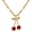 Red Cherry Gold, variant on Red Cherry Fruit Necklace for Women Dainty Crystal Summer Tropical Fruit, Choker, Pearl, Style I0166