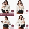 thumbnail image 4 of Cangurera Portabebé Momcozy Mochila con Asiento Bebé Negro Medio, 4 of 8