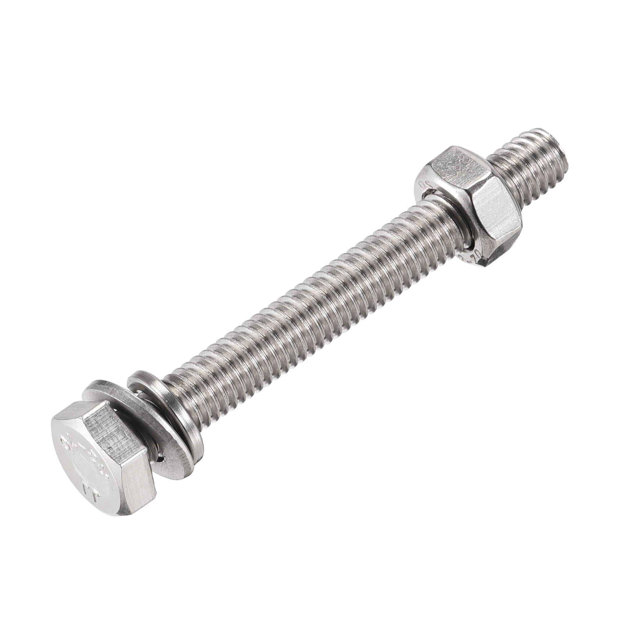 Uxcell M8 X 70mm Hex Bolt Kit – 304 Stainless Steel With Nuts & Washers (6 Sets)