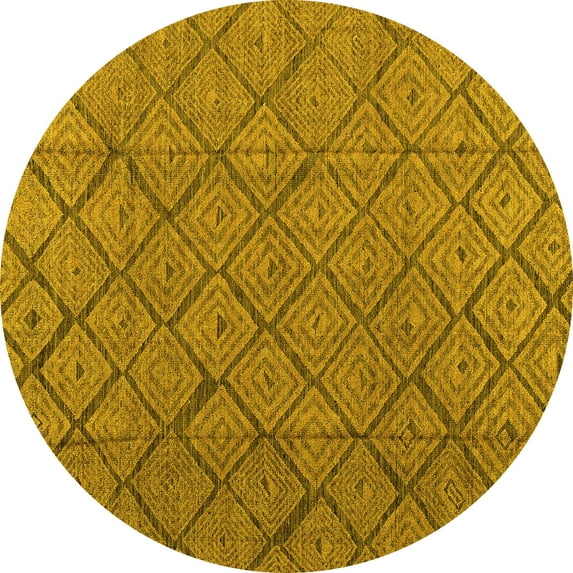 Ahgly Company Indoor Round Abstract Yellow Modern Area Rugs, 6' Round