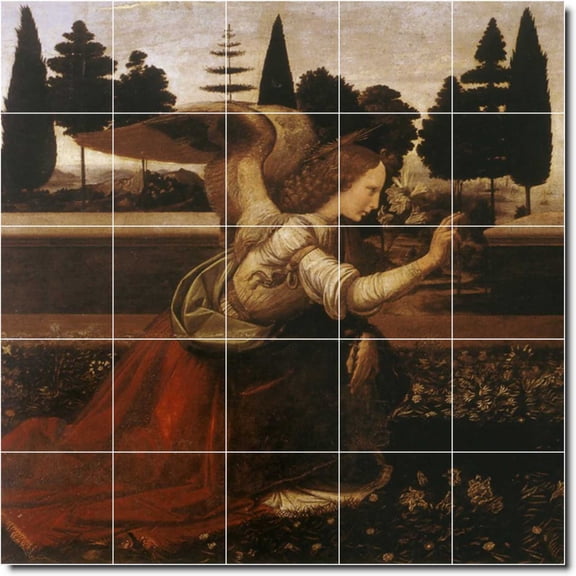 Ceramic Tile Mural-Leonardo Da Vinci Angels 23. 40" w x 40" h using (25) 8 x 8 ceramic tiles