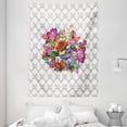 thumbnail image 1 of Floral Tapestry, Damask Pattern with a Bouquet of Flowers Colorful Blossoming Corsage Feminine Motif, Wall Hanging for Bedroom Living Room Dorm Decor, 60W X 80L Inches, Multicolor, by Ambesonne, 1 of 2