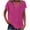 Hot Pink, variant on Oksale Cuff Sleeve Tops for Women Trendy V Neck Summer Tshirts Loose Cozy Solid Basic Tees for Going Out Hot Pink S