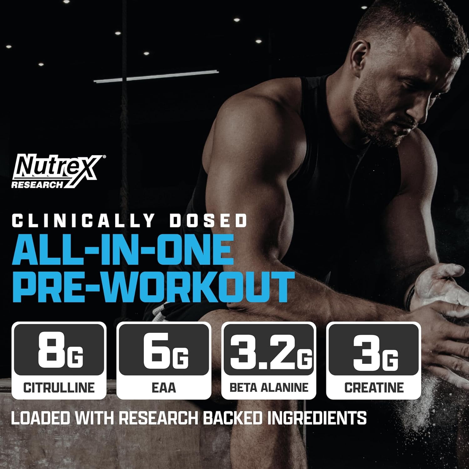 Nutrex Research Outlift Clinically Dosed Pre Workout Powder with Creatine, 8G Citrulline, BCAA - Energy, Performance, Pump Preworkout Supplement for Men & Women (22 Servings, Blueberry Lemonade)