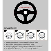 Valleycomfy Microfiber Leather Steering Wheel Cover Universal 15 inch (Black)