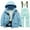 Mint Green, variant on Boys Girls Winter Snowsuit - Warm Hooded Fleece Snow Coat Jacket + Trousers Set Boys And Girls Children's Ski Suits Equipment Suit Kids Ski Jacket And Pants Kit