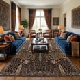 thumbnail image 5 of Washable Oriental Rug, 8x10 Black Boho Botanical Floral Vintage Carpet, Soft Large Indoor Rug for Living Room, Bedroom, Office, Playroom, 5 of 7