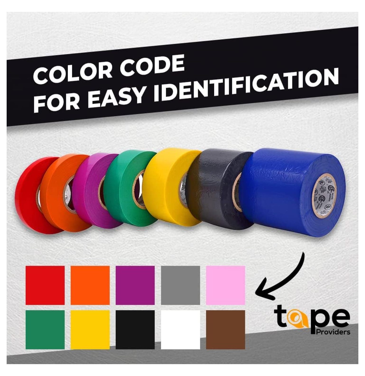 WOD ETC766 Professional Grade General Purpose White Electrical Tape UL/CSA Listed . Vinyl Rubber Adhesive Electrical Tape: 3 inch X 66 ft - Use at No More Than 600V & 176F (Pack of 10)