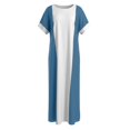 thumbnail image 4 of Bysome Women Dresses Colorblock Short Sleeve Crew Neck Baggy Dress Summer Fashion Women Dress Size L Blue, 4 of 4
