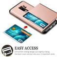 thumbnail image 5 of Card Slot Holder Wallet Samsung Galaxy S9 Plus Case - (Rose Gold) Dual Layer Shockproof with Heavy Duty Protection, 5 of 6
