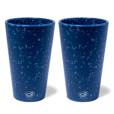Silipint: Silicone Pint Glasses: 2 Pack Speckled Blue - 16oz Unbreakable Cups, Flexible, Hot/Cold, Non-Slip Easy Grip