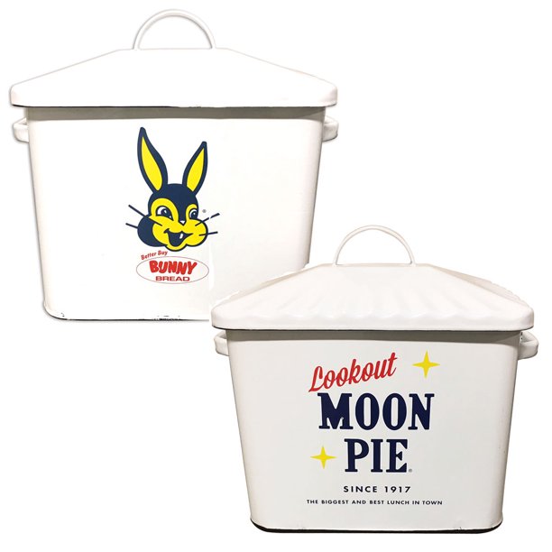 (Set) Bunny Bread Bread Box & Moon Pie Enamel Bread Box Retro Kitchen
