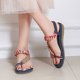 thumbnail image 2 of Bmisegm 2024 Bohemian Flower Rhinestone Women's Sandals Round Toe Casual Plus Size Women's Shoes Travel Beach Sandals Womens Sandals Summer Navy 7.5, 2 of 6