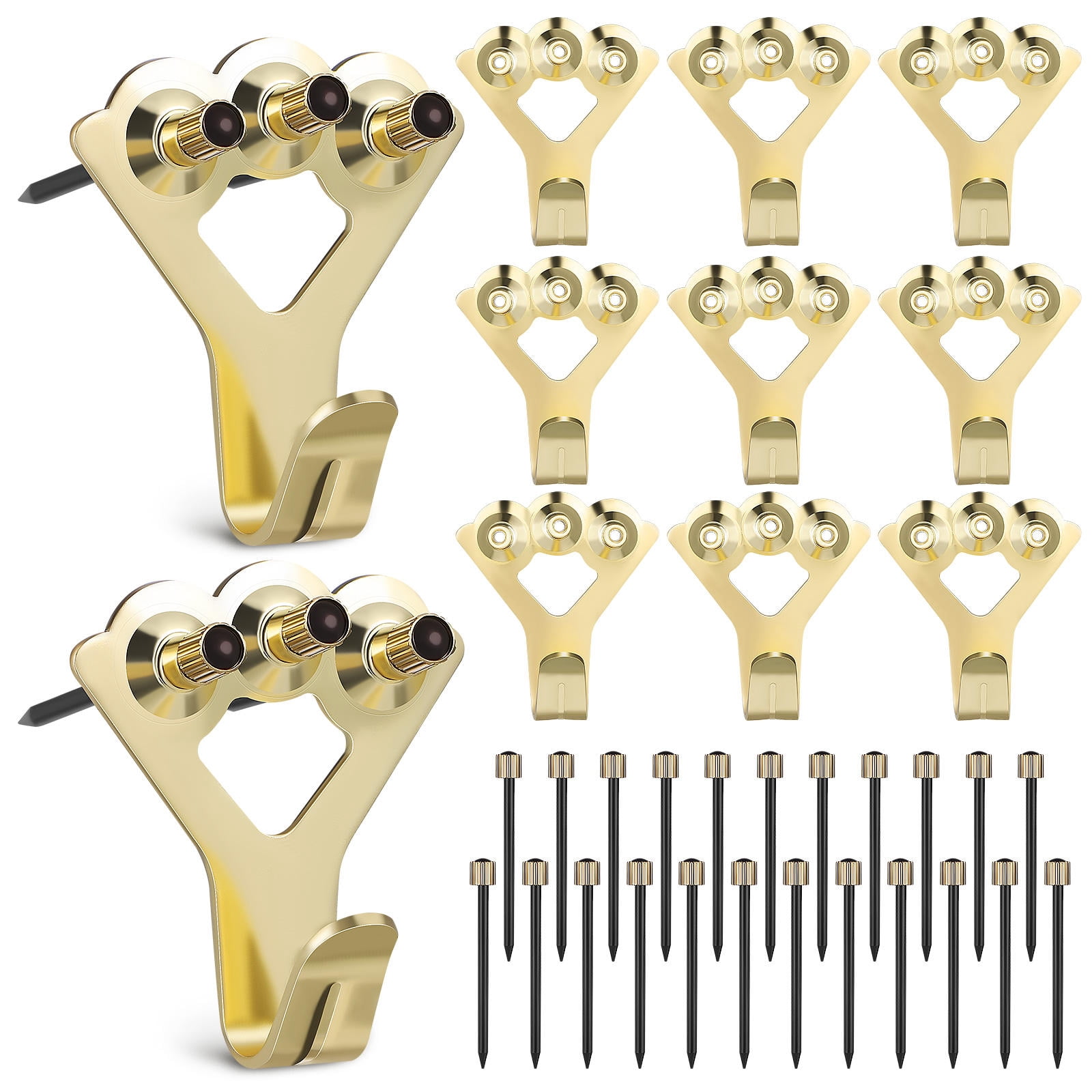 ULTNICE 20Pcs Heavy Duty Picture Hangers with Elegant Golden Finish for Secure Wall Mounting