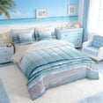 thumbnail image 2 of Manfei Oil Painting Ocean Wave Bedding Comforter Set for Kids Boys and Girls, Blue Coastal King Bedding Sets, Gray Reversible 7 Pieces, 2 of 6