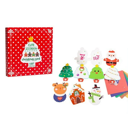 Mini Santa Claus Merry Christmas Tree Paper Greeting Postcards Wishes Craft DIY Kids Festival Greet