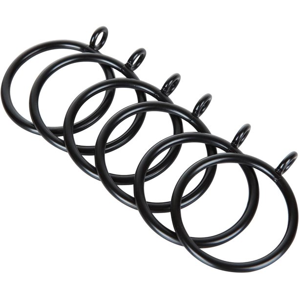 50 anillos de cortina de metal de 38 mm, anillos colgantes negros, anillos de barra de cortina adecuados para barras de cortina