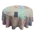 thumbnail image 4 of Pioneer Flower Floral Print Pattern Round Tablecloth 60"x60",Wrinkle Wipeable Table Cloth for Kitchen Dining Room Picnic Patio Party, 4 of 6