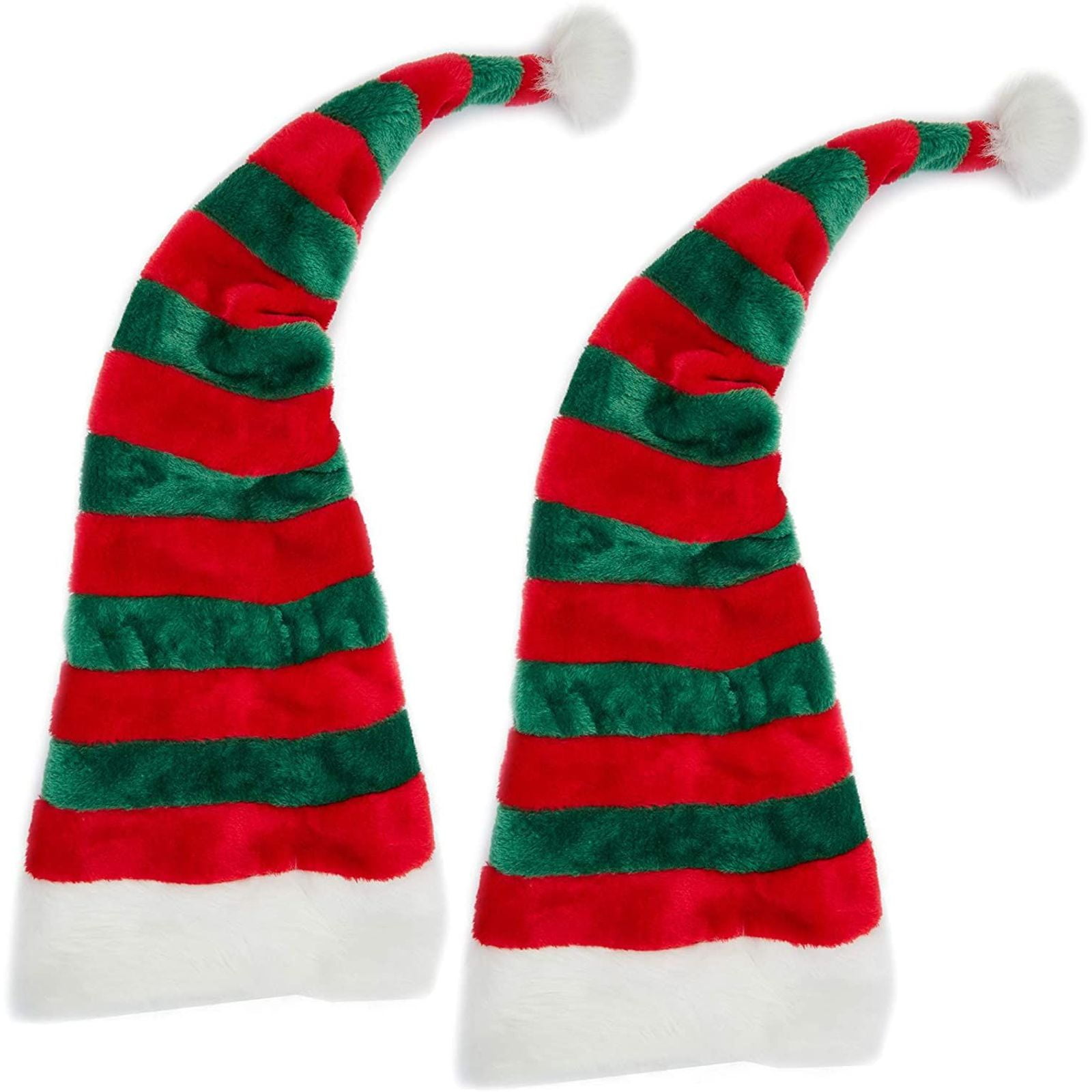 Long Stripy Striped Red & White Jumbo Christmas Xmas Santa 6 pack Elf Hats 