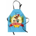 thumbnail image 1 of Christmas Apron, Funny Reindeer Character Pine Trees with Merry Christmas Typography, Unisex Kitchen Bib with Adjustable Neck for Cooking Gardening, Adult Size, Sky Blue and Multicolor, by Ambesonne, 1 of 4