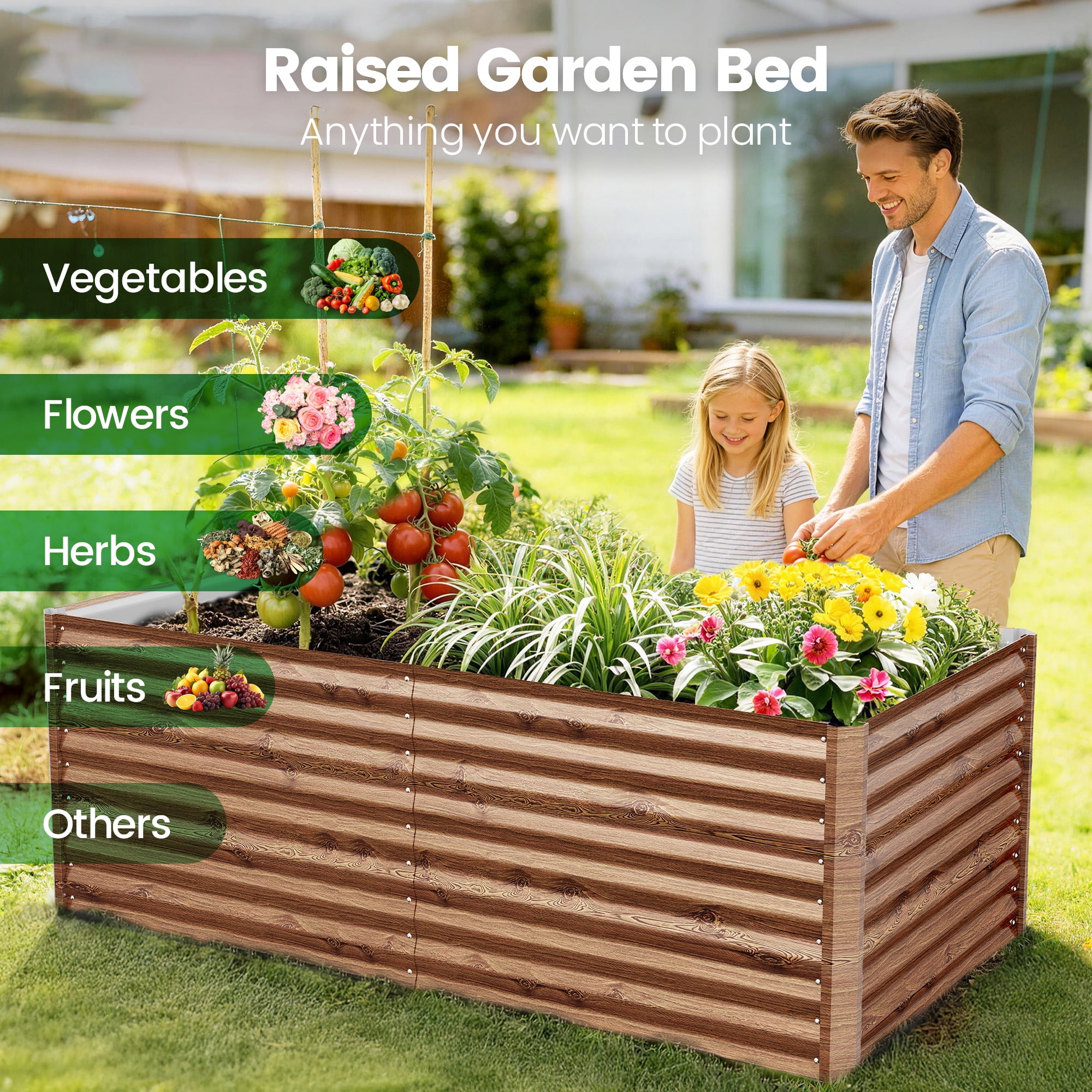 GVDV Raised Garden Bed 6x3x2ft Outdoor, Metal Raised Bed Kit for Backyard, Deep Root Planter Box for Gardening Vegetables, Fruits, Flowers, Rust-Proof, Easy Assembly