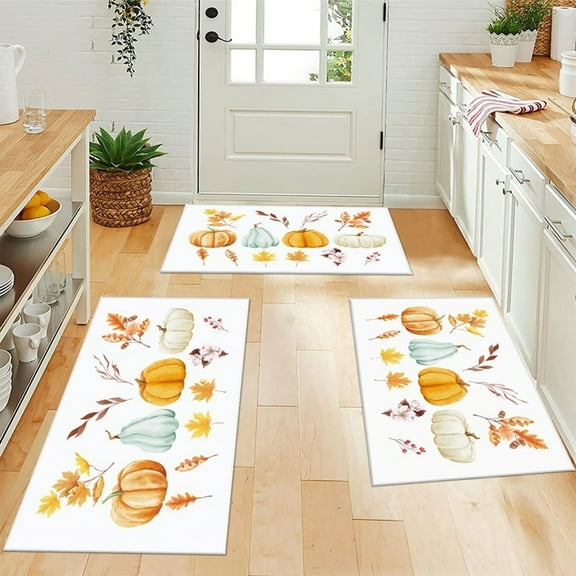 Floleo Kitchen Mat Cushioned Anti Fatigue Rug,Non Slip Pumpkin Decor Kitchen Rug,Fall Holiday Party Autumn Harvest Thanksgiving Floor Mat,Floor Comfort Mats For Office,Home,Kitchen,Laundry Room