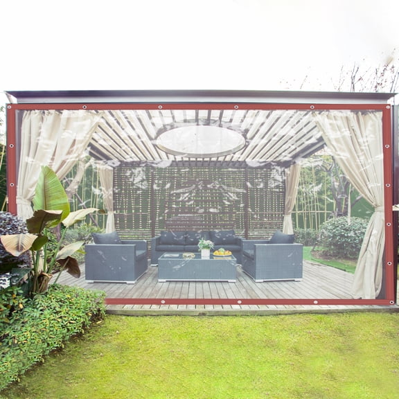 PVC Clear Awning Canopy Patio Tarpaulin Roll Up Enclosure Waterproof 8*8FT