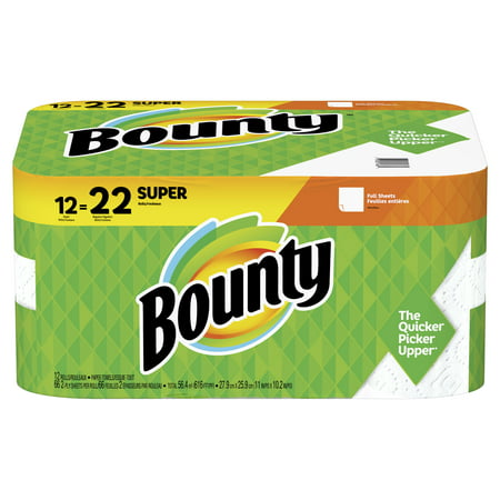Bounty Paper Towels, White, 12 Super Rolls = 22 Regular