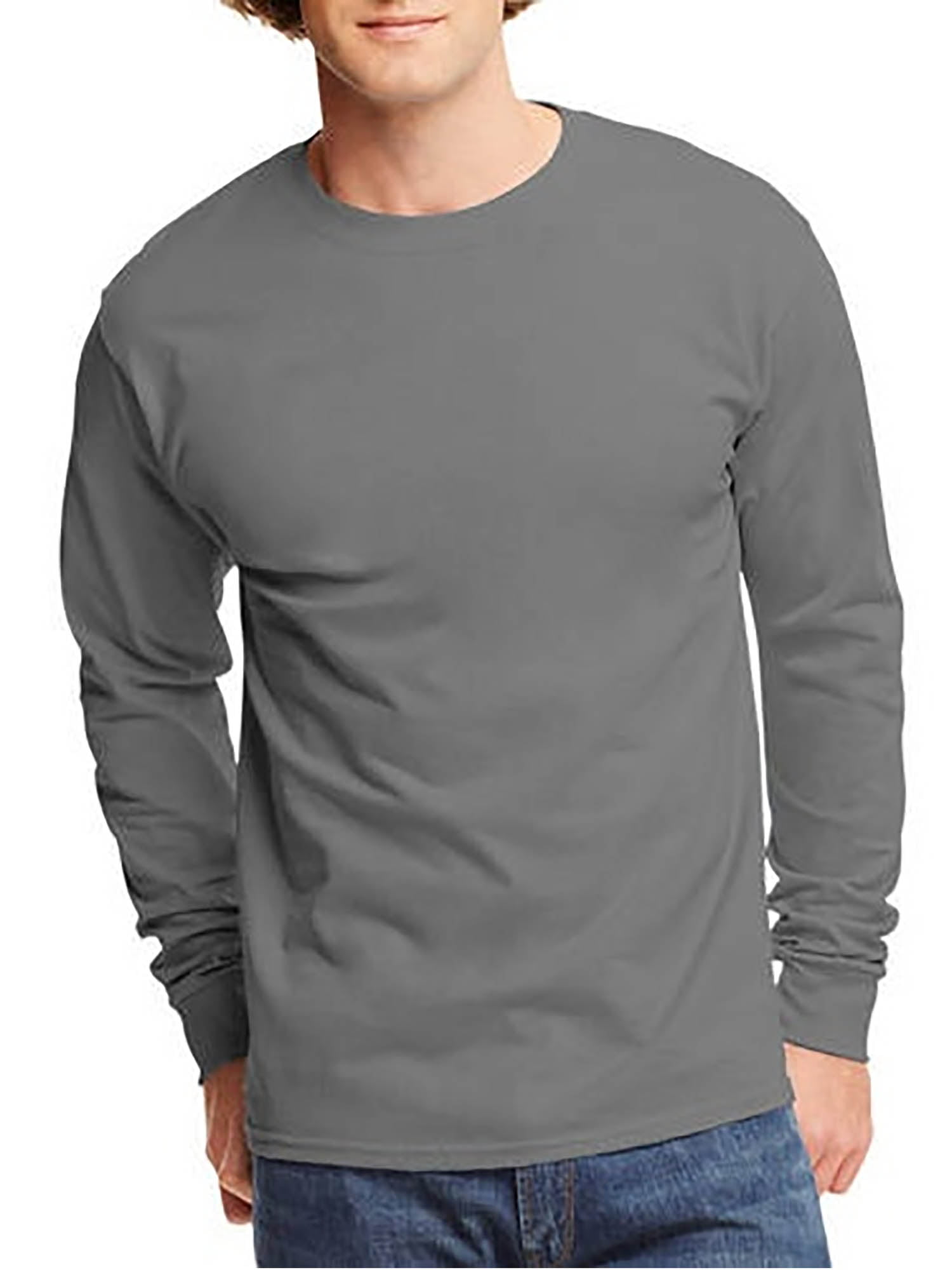 Hanes - Hanes Men's and Big Men's Tagless Long Sleeve T-Shirt, Up To ...