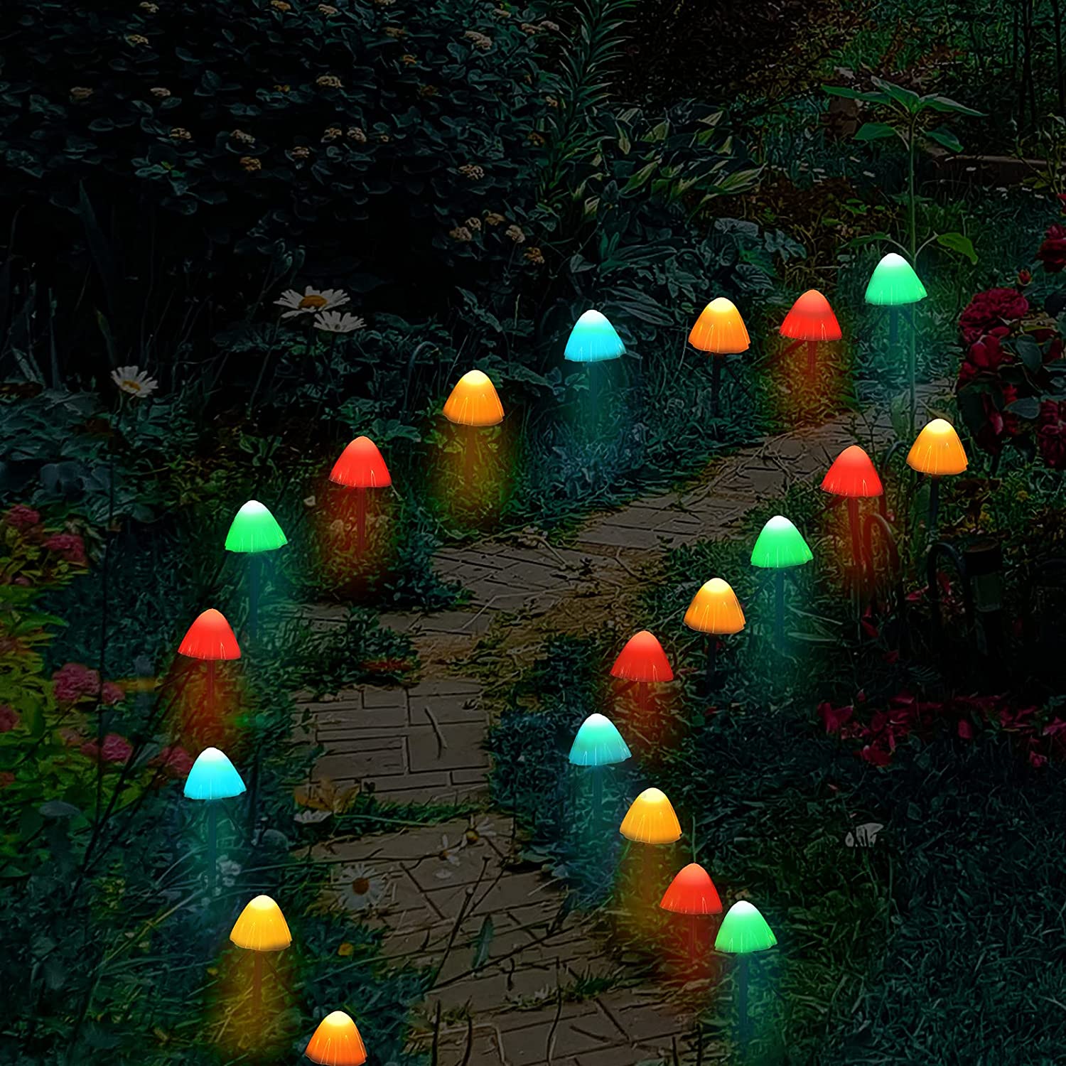 Rirool Mushroom Solar Lights 12 LED Multicolor 8 Modes photo 2