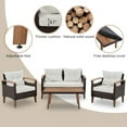 thumbnail image 5 of 4 Piece Outdoor Patio Furniture Set, PE Rattan Wicker Sectional Set with UV-Resistant & Waterproof Cushions and Wood Table, All-Weather Rattan Patio Furniture Set for Outside Balcony Porch Backyard, 5 of 12