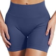 thumbnail image 3 of 3 Pack Biker Shorts Women,Yoga Gym Shorts High Waisted Tummy Control Seamless Workout Scrunch Butt Lifting (Blue M), 3 of 5